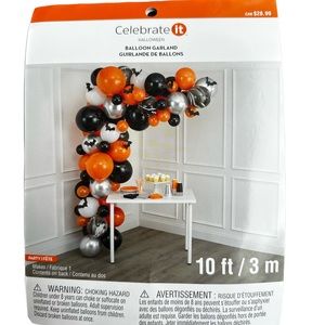 Halloween Balloon Garland Arch 60 Baboons Black Orange Silver Marble Bat 10 Ft